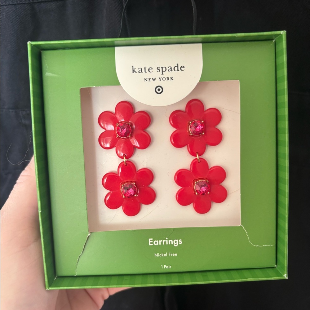 Kate Spade New York X Target Red Flower Floral Linear Stud Earrings